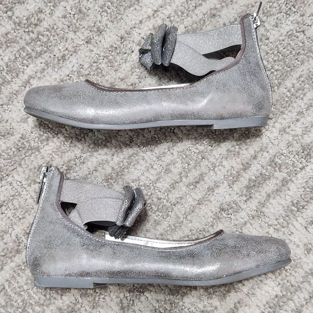Kenneth Cole little girl's ballet flats with bow silver size 13